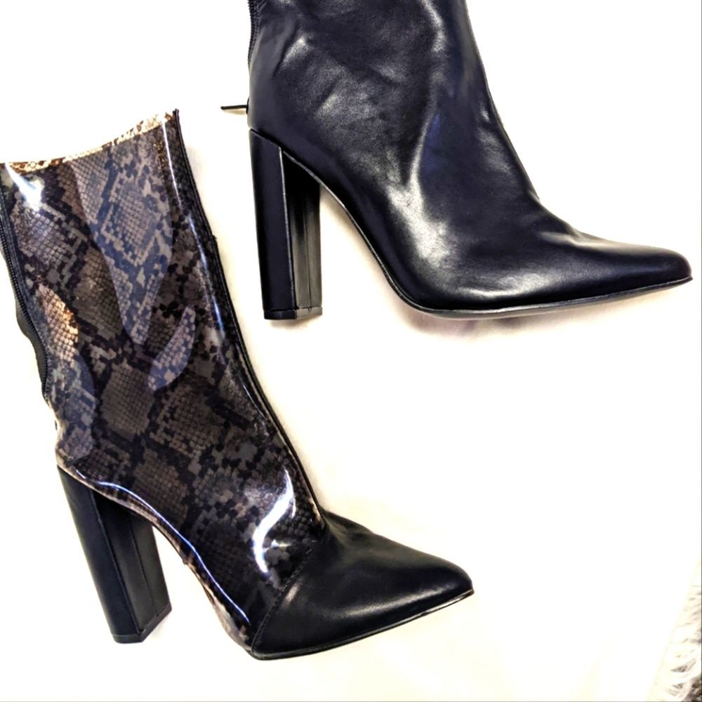 PVC Snakeskin and Black Boots